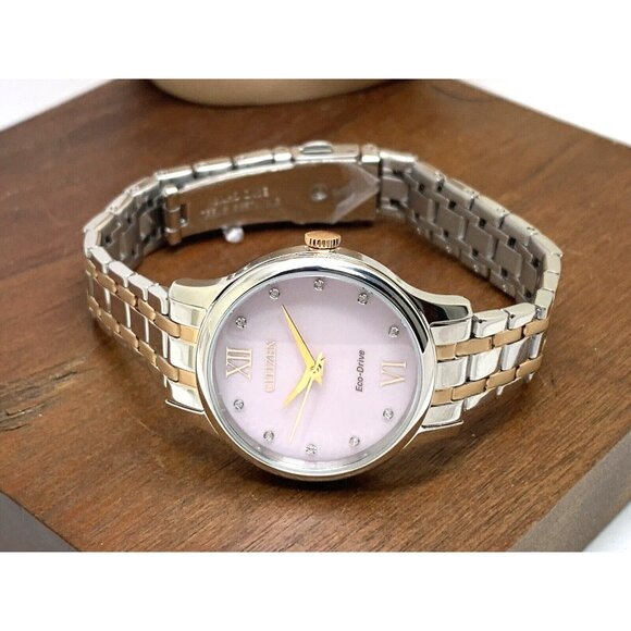 Citizen Women's Watch EM0897-51Y Eco Drive Mother of Pearl Dial Two Tone Steel - Picture 8 of 14